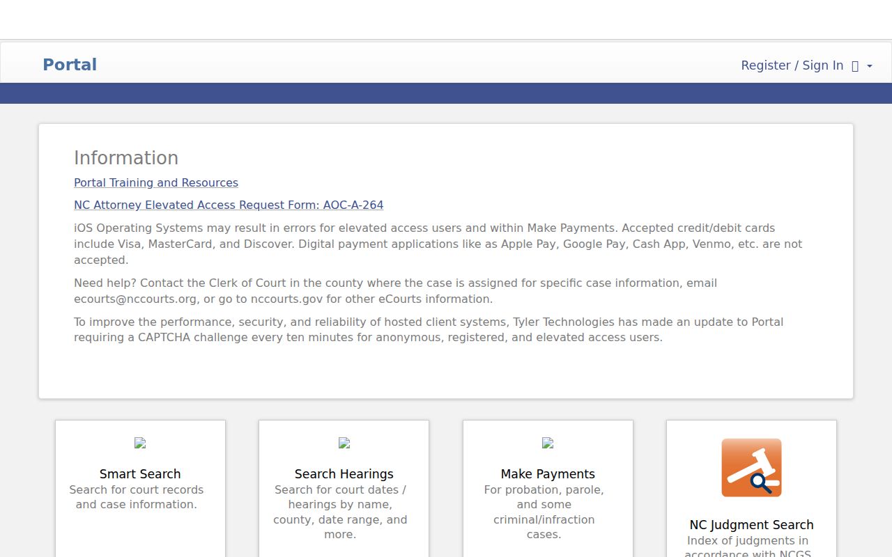 Henderson County case search Portal home interface