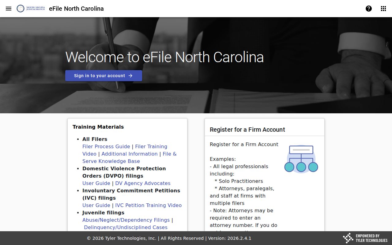 Henderson County case search File and Serve access interface