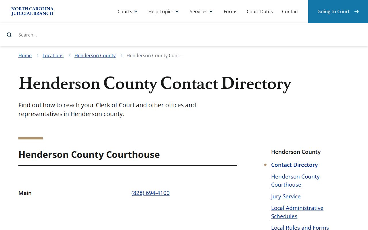 Henderson County court calendar direct contact directory