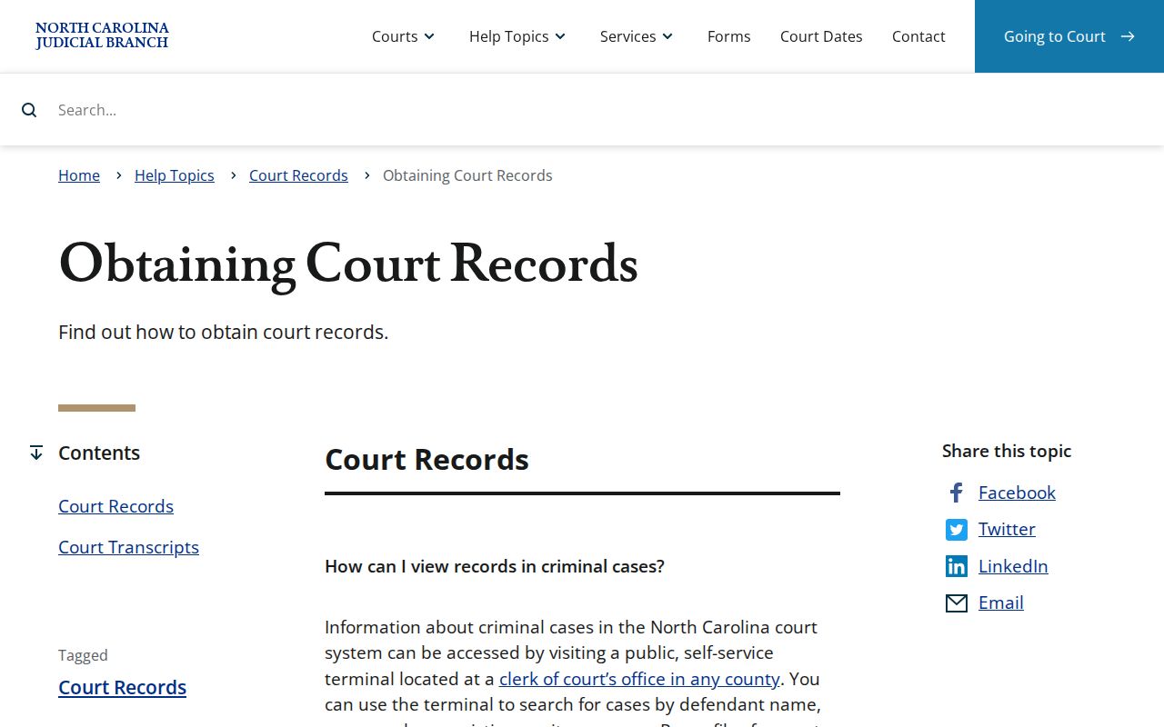 Henderson County court records terminal guidance from the North Carolina Judicial Branch