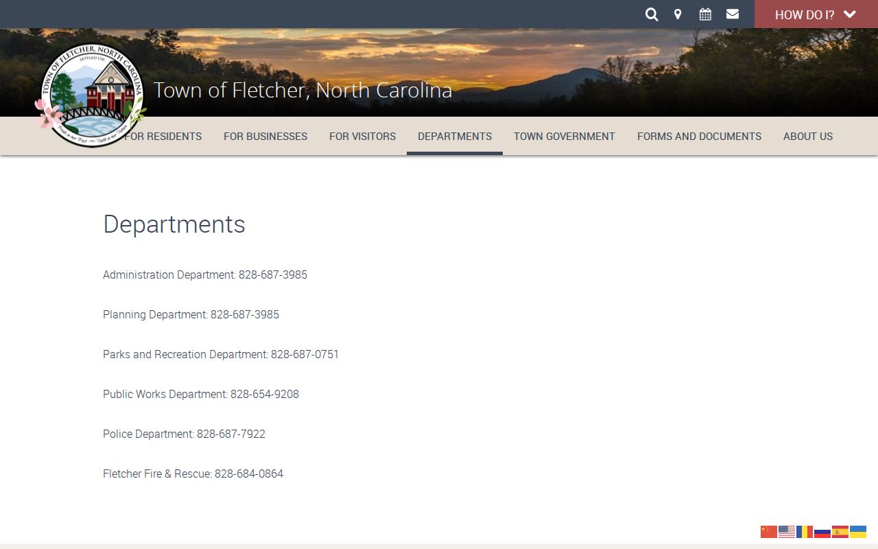 Fletcher Police and Town Hall contact information, separate from state court docket records