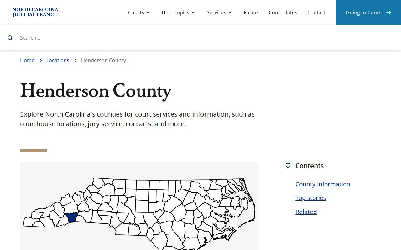 Henderson County court docket access through the North Carolina courts page