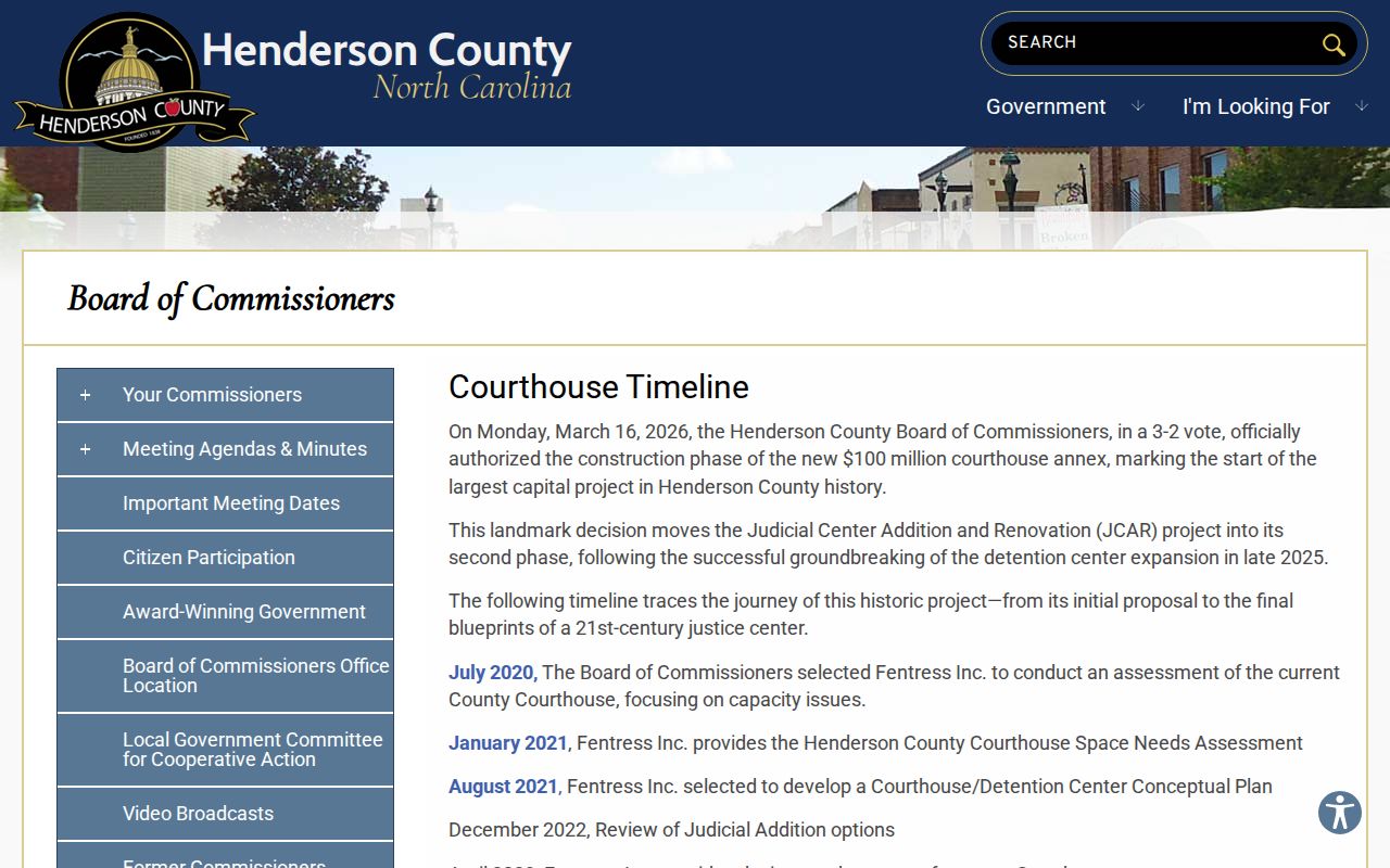 Henderson County court docket courthouse project timeline