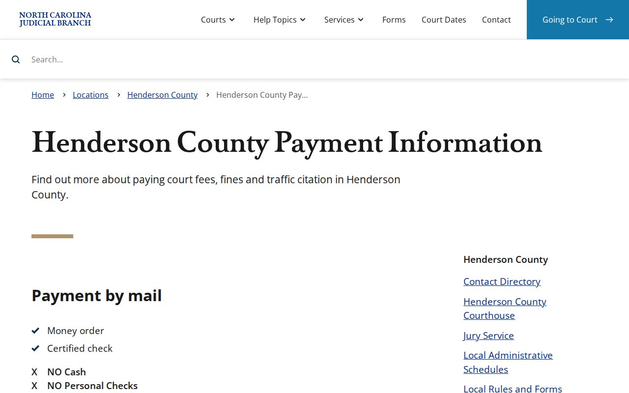 Henderson County traffic court records Clerk payment options